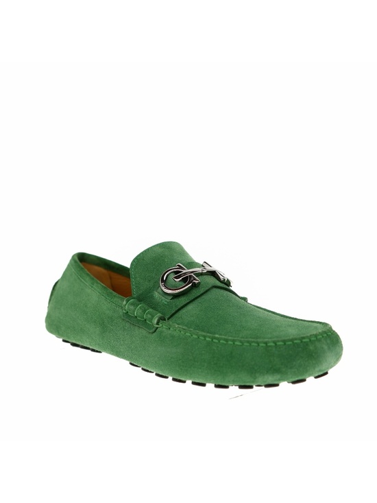 Salvatore Ferragamo Grazioso Loafers Green Suede Leather Size 10 US New main image 4